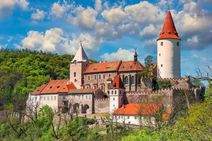 Framed Print : Aerial view of castle Krivoklat in Czech republic Framed Print : Aerial view of castle Krivoklat in Czech republic