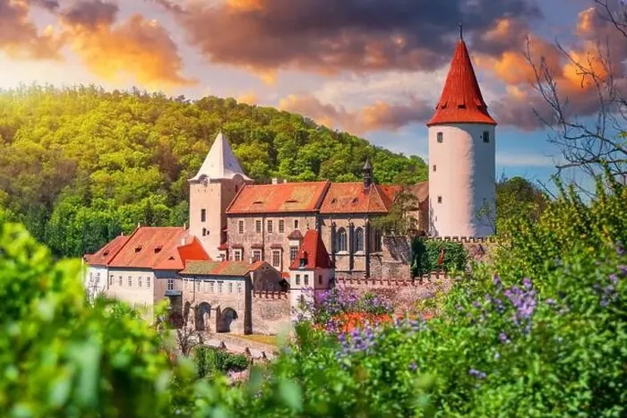 Framed Print : Aerial view of castle Krivoklat in Czech republic Framed Print : Aerial view of castle Krivoklat in Czech republic
