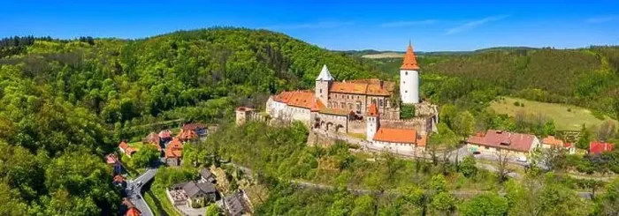 Framed Print : Aerial view of castle Krivoklat in Czech republic Framed Print : Aerial view of castle Krivoklat in Czech republic