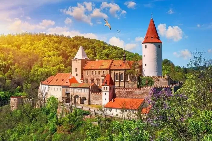 Framed Print : Aerial view of castle Krivoklat in Czech republic Framed Print : Aerial view of castle Krivoklat in Czech republic