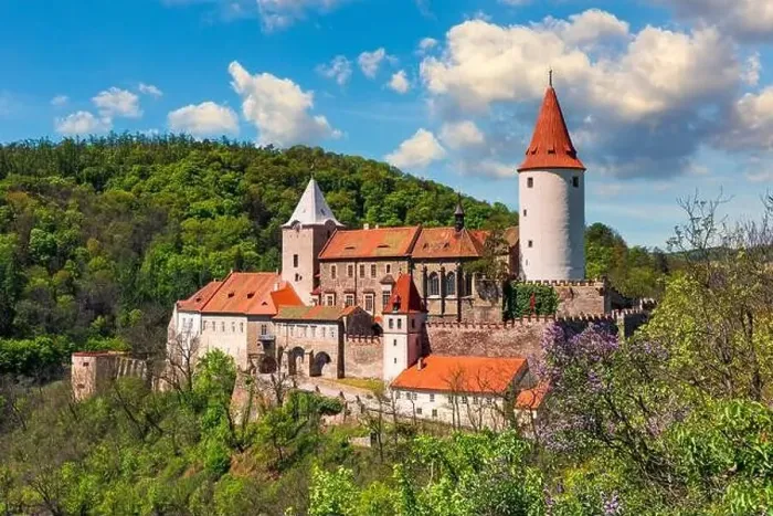 Framed Print : Aerial view of castle Krivoklat in Czech republic Framed Print : Aerial view of castle Krivoklat in Czech republic