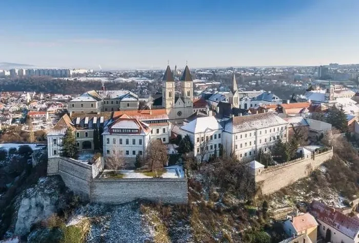 Framed Print : Aerial view of Castle in Veszprem in winter Framed Print : Aerial view of Castle in Veszprem in winter