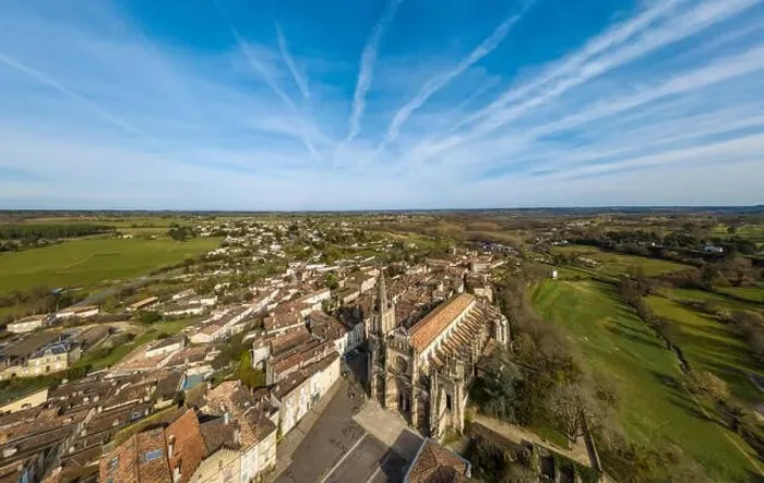 Framed Print : Aerial view, Cathedral of Bazas film by drone, Gironde, Aquitaine, France, Europe Framed Print : Aerial view, Cathedral of Bazas film by drone, Gironde, Aquitaine, France, Europe