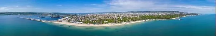 Framed Print : Aerial view of the central beach of the bulgarian town Varna Framed Print : Aerial view of the central beach of the bulgarian town Varna