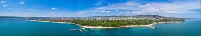 Framed Print : Aerial view of the central beach of the bulgarian town Varna Framed Print : Aerial view of the central beach of the bulgarian town Varna