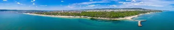 Framed Print : Aerial view of the central beach of the bulgarian town Varna Framed Print : Aerial view of the central beach of the bulgarian town Varna