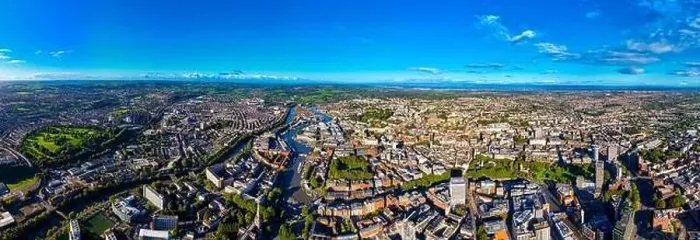 Framed Print : Aerial view of central Bristol in sunny morning, England Framed Print : Aerial view of central Bristol in sunny morning, England