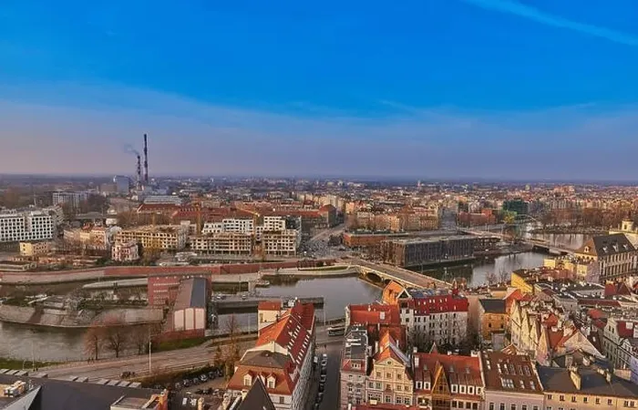 Framed Print : Aerial view on the centre of the city Wroclaw, Poland