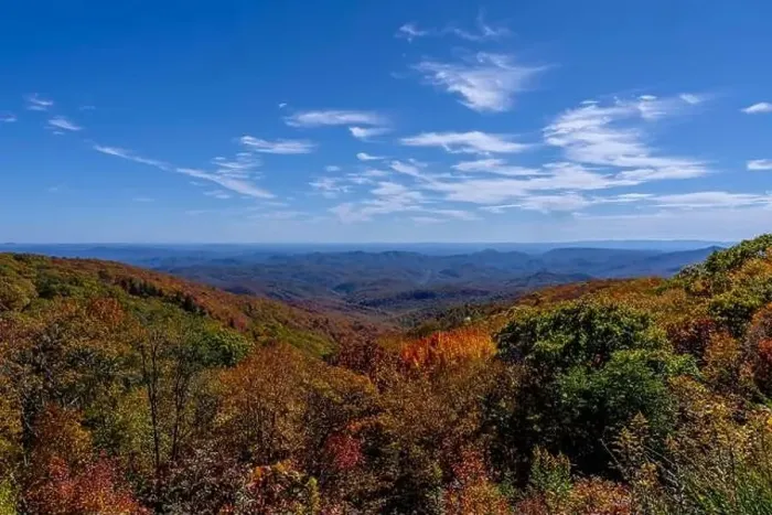 Framed Print : Aerial View Of The Changing Of The Leaves In The North Carolina Mountains