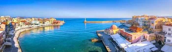 Framed Print : Aerial view of Chania with the amazing lighthouse, mosque, venetian shipyards, Crete, Greece Framed Print : Aerial view of Chania with the amazing lighthouse, mosque, venetian shipyards, Crete, Greece