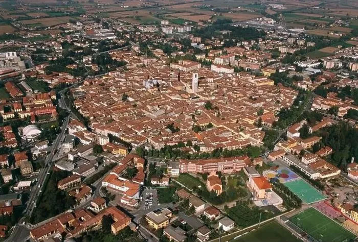 Framed Print : Aerial view of Chiari - Province of Brescia, Lombardy Region, Italy Framed Print : Aerial view of Chiari - Province of Brescia, Lombardy Region, Italy