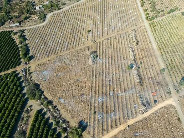 Framed Print : Aerial view of citriculture in Petorca in Chile, South America - plantation of citrus fruits Framed Print : Aerial view of citriculture in Petorca in Chile, South America - plantation of citrus fruits