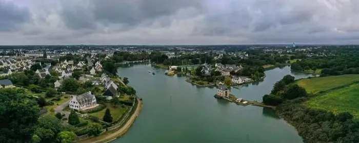 Framed Print : aerial view on the city of Pont l'abbé on finistere in brittany Framed Print : aerial view on the city of Pont l'abbé on finistere in brittany
