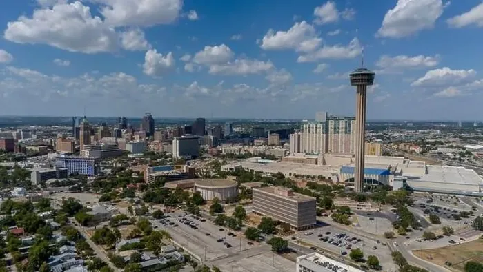 Framed Print : Aerial View Of The City Of San Antonio, Texas