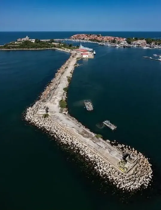 Framed Print : Aerial view of city of Sozopol on the Black Sea coast in Bulgaria Framed Print : Aerial view of city of Sozopol on the Black Sea coast in Bulgaria
