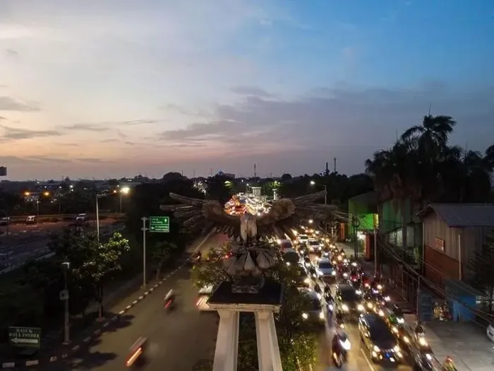 Framed Print : Aerial view of the city traffics at the Jakarta at night Framed Print : Aerial view of the city traffics at the Jakarta at night