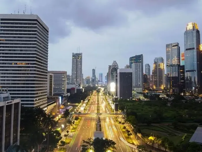Framed Print : Aerial view of the city traffics at the Jakarta at night Framed Print : Aerial view of the city traffics at the Jakarta at night