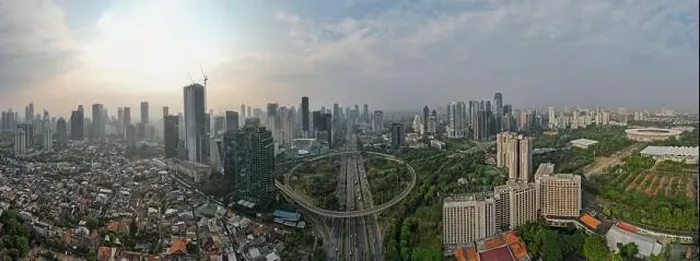 Framed Print : Aerial view of the city traffics at semanggi Roundabout Framed Print : Aerial view of the city traffics at semanggi Roundabout
