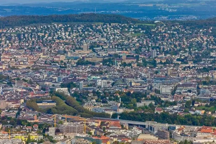 Framed Print : Aerial view of the city of Zurich in Zurich, Switzerland Framed Print : Aerial view of the city of Zurich in Zurich, Switzerland