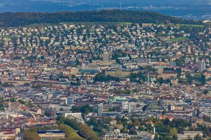 Framed Print : Aerial view of the city of Zurich in Zurich, Switzerland Framed Print : Aerial view of the city of Zurich in Zurich, Switzerland