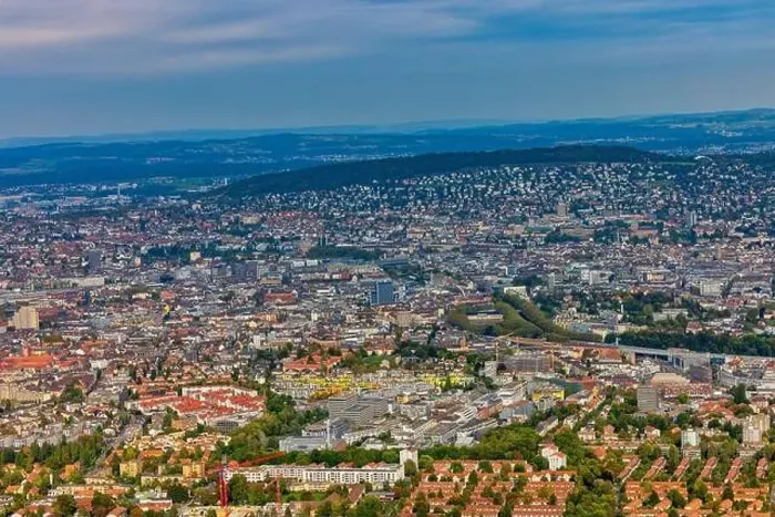 Framed Print : Aerial view of the city of Zurich in Zurich, Switzerland Framed Print : Aerial view of the city of Zurich in Zurich, Switzerland