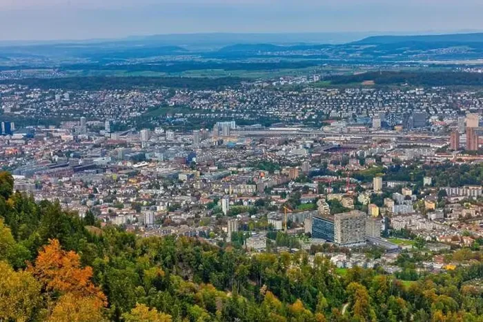 Framed Print : Aerial view of the city of Zurich in Zurich, Switzerland Framed Print : Aerial view of the city of Zurich in Zurich, Switzerland