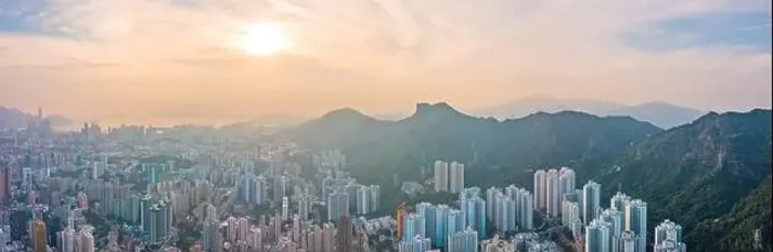Framed Print : aerial view cityscape of Hong Kong, near the iconic Lion Rock Mountain, panorama Framed Print : aerial view cityscape of Hong Kong, near the iconic Lion Rock Mountain, panorama