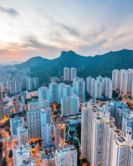 Framed Print : aerial view cityscape of Hong Kong, near the iconic Lion Rock Mountain, panorama Framed Print : aerial view cityscape of Hong Kong, near the iconic Lion Rock Mountain, panorama