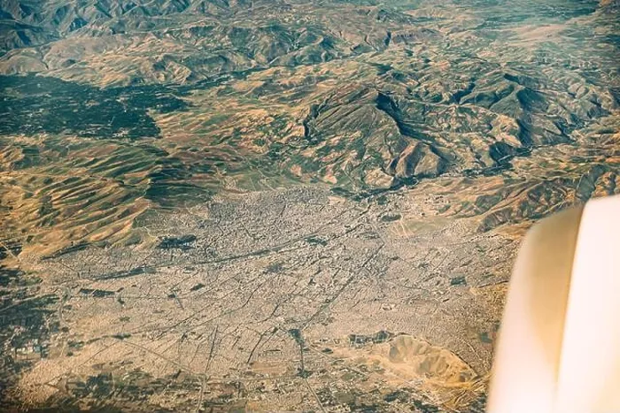 Framed Print : Aerial View Of Cityscape Of Urmia, Reza Iyeh From Window Of Plane. West Azerbaijan Province, Iran Framed Print : Aerial View Of Cityscape Of Urmia, Reza Iyeh From Window Of Plane. West Azerbaijan Province, Iran