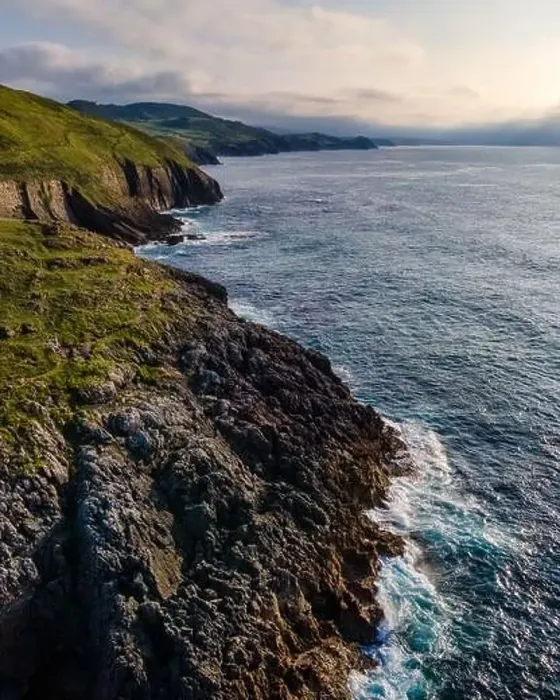Framed Print : Aerial view of the coast with large cliffs at sunset. Cantabria Framed Print : Aerial view of the coast with large cliffs at sunset. Cantabria
