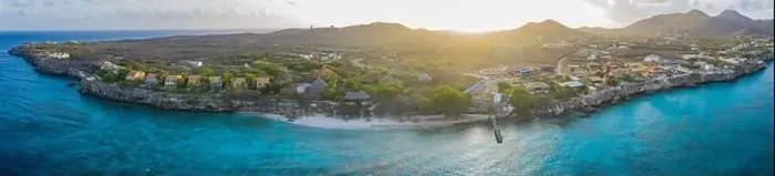 Framed Print : Aerial view above coast scenery of Curacao, Caribbean with ocean and beach Framed Print : Aerial view above coast scenery of Curacao, Caribbean with ocean and beach