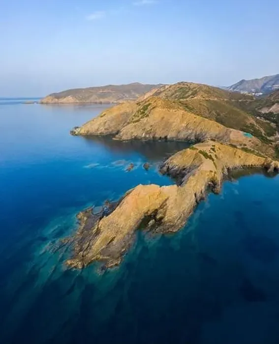 Framed Print : Aerial view of coastal peninsula near Beach Good Land, Geropotamos, Crete, Greece Framed Print : Aerial view of coastal peninsula near Beach Good Land, Geropotamos, Crete, Greece