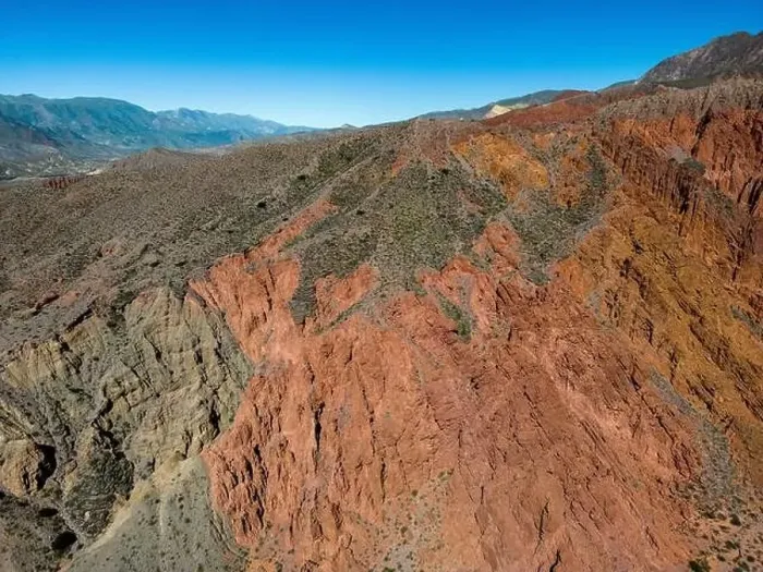 Framed Print : Aerial view of the colorful hiking area Quebrada de las Señoritas in Jujuy Framed Print : Aerial view of the colorful hiking area Quebrada de las Señoritas in Jujuy