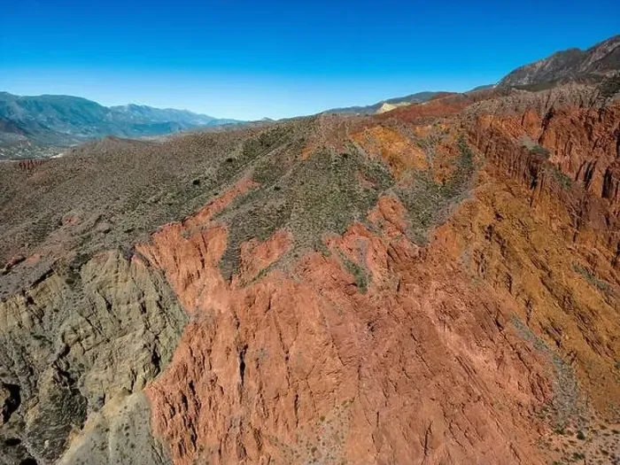 Framed Print : Aerial view of the colorful hiking area Quebrada de las Señoritas in Jujuy Framed Print : Aerial view of the colorful hiking area Quebrada de las Señoritas in Jujuy