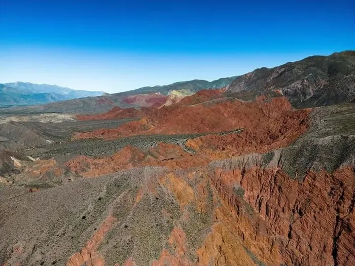 Framed Print : Aerial view of the colorful hiking area Quebrada de las Señoritas in Jujuy Framed Print : Aerial view of the colorful hiking area Quebrada de las Señoritas in Jujuy