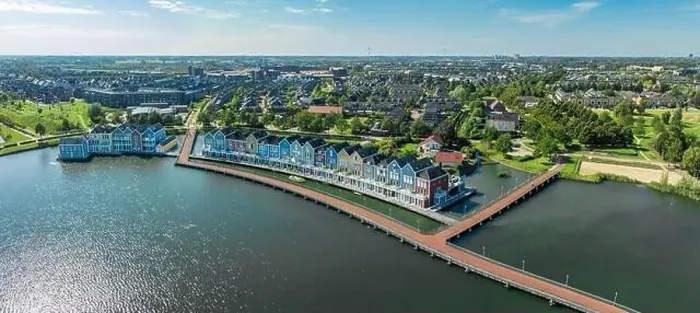 Framed Print : Aerial view of colorful rainbow houses in Houten, the Netherlands Framed Print : Aerial view of colorful rainbow houses in Houten, the Netherlands