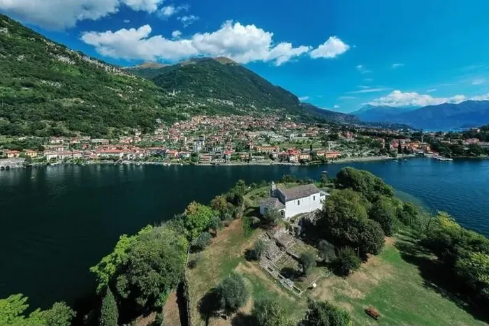 Framed Print : Aerial view of Comacina Island and the town of Ossuccio during a summer morning, Como Lake, Lombardy, northern Italy Framed Print : Aerial view of Comacina Island and the town of Ossuccio during a summer morning, Como Lake, Lombardy, northern Italy