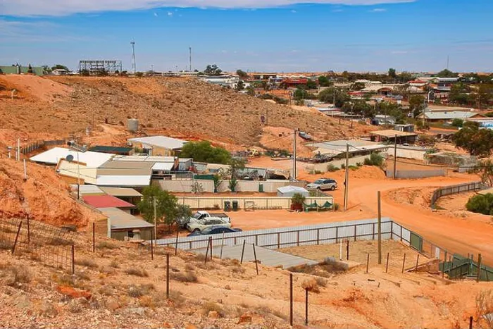 Framed Print : Aerial view of the Coober Pedy skyline in the outback of South Australia - Opal mining town in the red center desert Framed Print : Aerial view of the Coober Pedy skyline in the outback of South Australia - Opal mining town in the red center desert