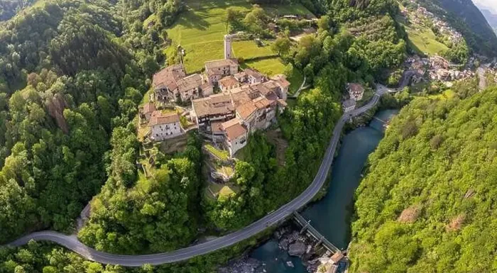 Framed Print : Aerial view of Cornello dei Tasso, enchanting old village in Brembana valley, Bergamo province, Lombardy, Italy Framed Print : Aerial view of Cornello dei Tasso, enchanting old village in Brembana valley, Bergamo province, Lombardy, Italy