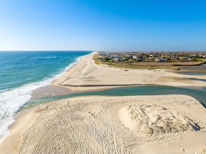 Framed Print : aerial view of the cut and a large pile of sand at sagaponack, ny Framed Print : aerial view of the cut and a large pile of sand at sagaponack, ny