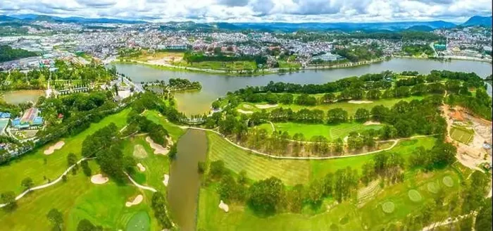 Framed Print : Aerial view of Da Lat city beautiful tourism destination in central highlands Vietnam Framed Print : Aerial view of Da Lat city beautiful tourism destination in central highlands Vietnam