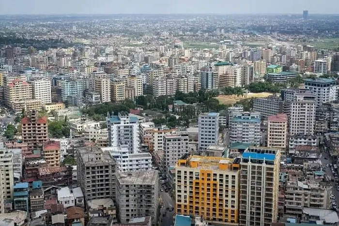 Framed Print : Aerial view of Dar Es Salaam capital of Tanzania in Africa Framed Print : Aerial view of Dar Es Salaam capital of Tanzania in Africa