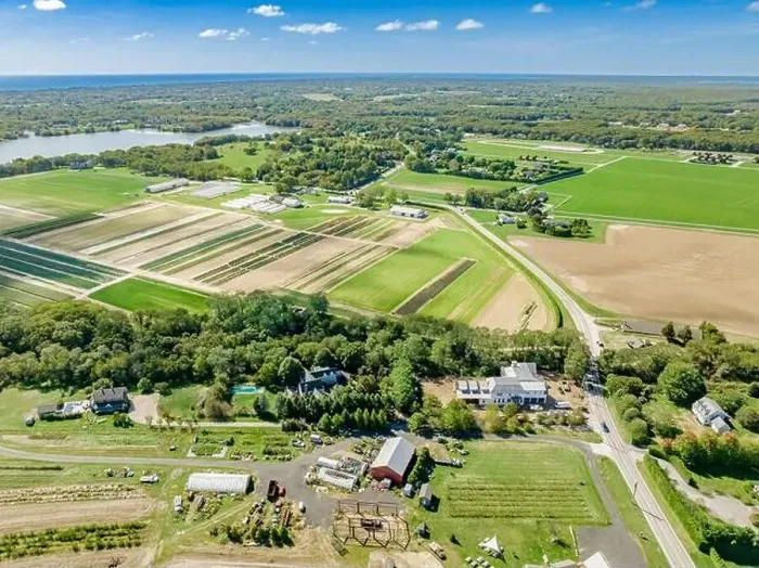 Framed Print : Aerial view of Deerfield road, Head of Pond and vicinity Framed Print : Aerial view of Deerfield road, Head of Pond and vicinity