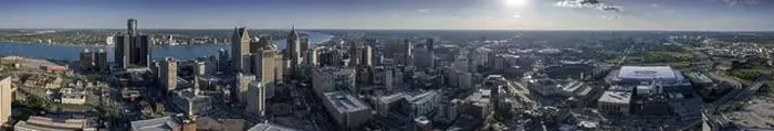 Framed Print : Aerial View Of The Detroit Michigan Skyline Framed Print : Aerial View Of The Detroit Michigan Skyline