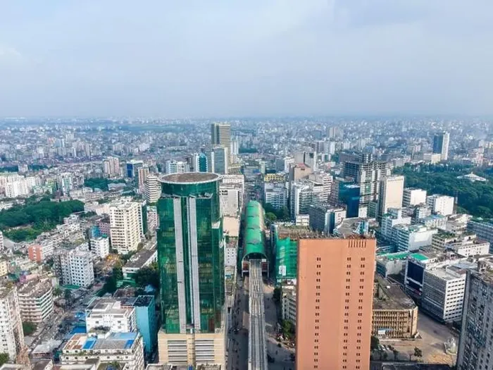 Framed Print : Aerial View of Dhaka Cityscape - Motijheel Commercial Area, Dhaka, Bangladesh