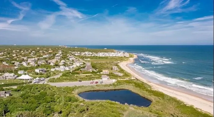 Framed Print : Aerial view of Ditch Plains beach and surrounding area, Montauk, NY Framed Print : Aerial view of Ditch Plains beach and surrounding area, Montauk, NY
