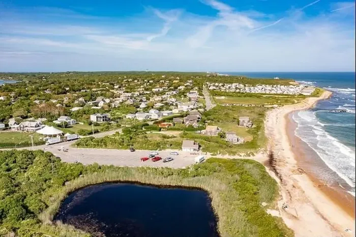 Framed Print : Aerial view of Ditch Plains beach and surrounding area, Montauk, NY Framed Print : Aerial view of Ditch Plains beach and surrounding area, Montauk, NY