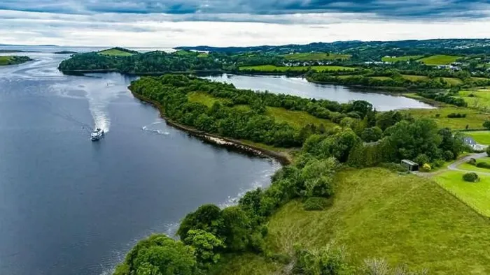 Framed Print : Aerial view of the Donegal Town Waterbus in Ireland Framed Print : Aerial view of the Donegal Town Waterbus in Ireland