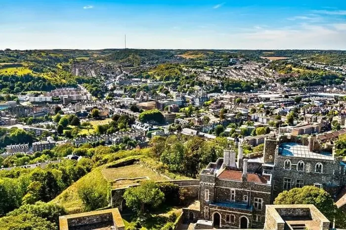 Framed Print : Aerial view of Dover, a town in England