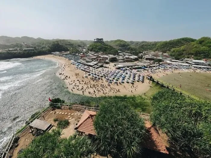 Framed Print : Aerial view of Drini Beach in Gunungkidul Framed Print : Aerial view of Drini Beach in Gunungkidul